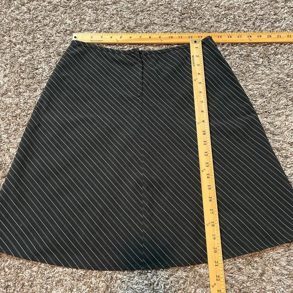 Y2K Mini Skirt Size 8 Black Pinstripe Low Rise A Line Office Siren Geek Chic Vtg